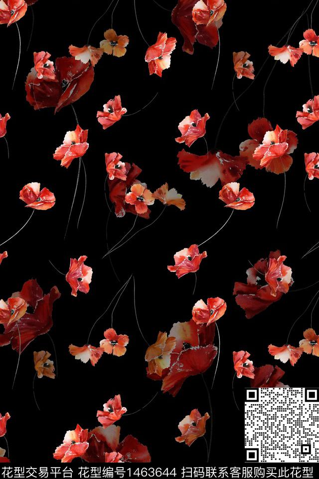 花卉大牌风小清新数码印花华亿平台下载（图片编号: 1463644） - 瓦栏（Walan）