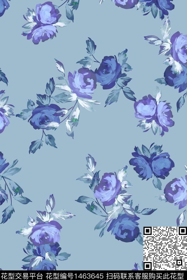 花卉大牌风小清新数码印花华亿平台下载（图片编号: 1463645） - 瓦栏（Walan）