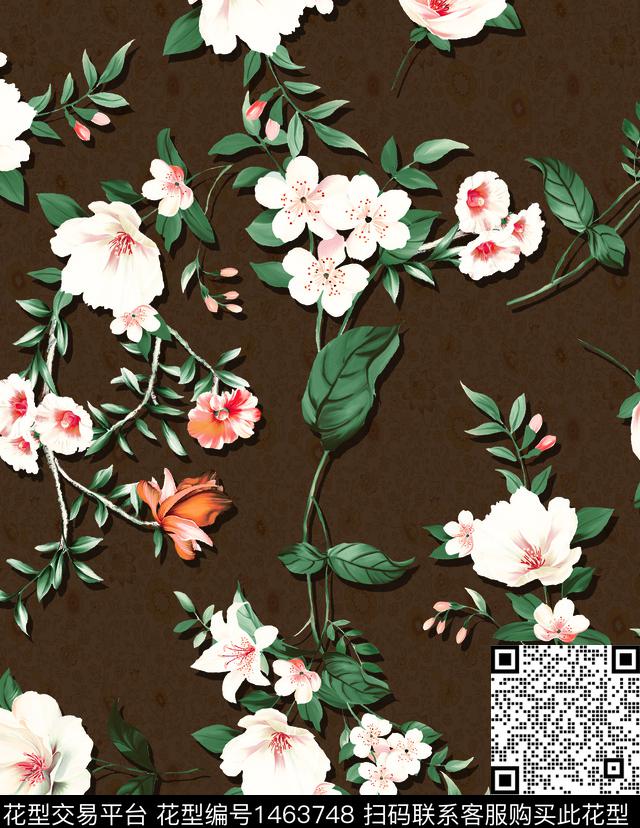 绿植树叶女装大牌风数码印花华亿平台下载（图片编号: 1463748） - 瓦栏（Walan）