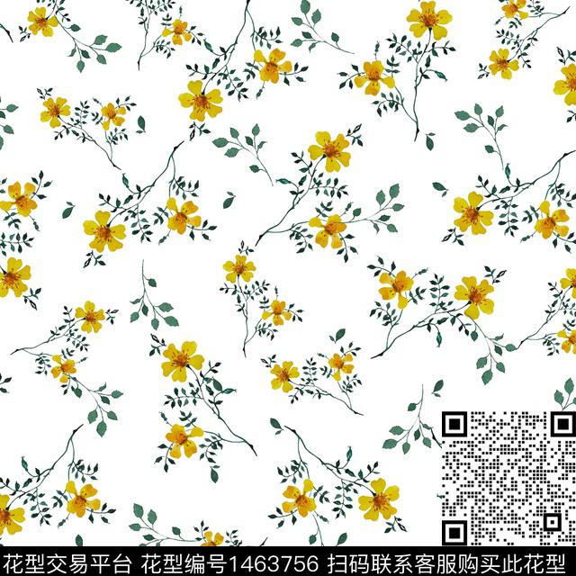 花卉满版散花小碎花数码印花华亿平台下载（图片编号: 1463756） - 瓦栏（Walan）