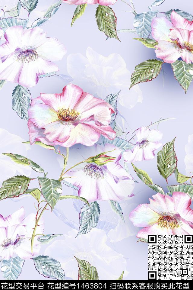 清爽底花卉花卉大牌风数码印花华亿平台下载（图片编号: 1463804） - 瓦栏（Walan）