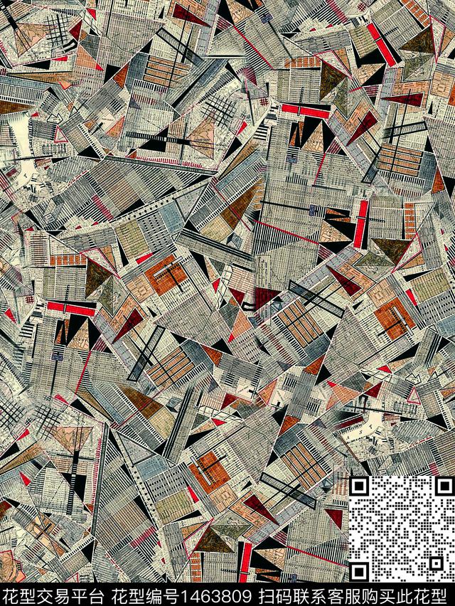 几何数码华亿平台香云纱数码印花华亿平台下载（图片编号: 1463809） - 瓦栏（Walan）