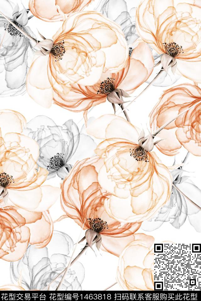 清爽底花卉花卉大牌风数码印花华亿平台下载（图片编号: 1463818） - 瓦栏（Walan）
