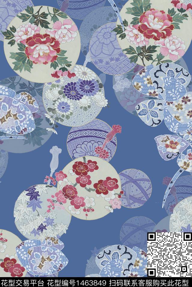 肌理抽象花卉香云纱数码印花华亿平台下载（图片编号: 1463849） - 瓦栏（Walan）