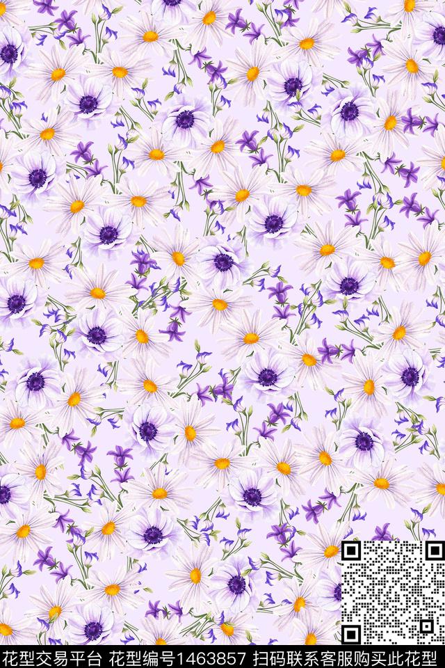 水彩花卉大牌风数码印花华亿平台下载（图片编号: 1463857） - 瓦栏（Walan）