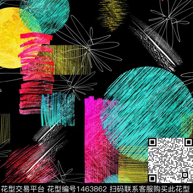 几何肌理运动服数码印花华亿平台下载（图片编号: 1463862） - 瓦栏（Walan）