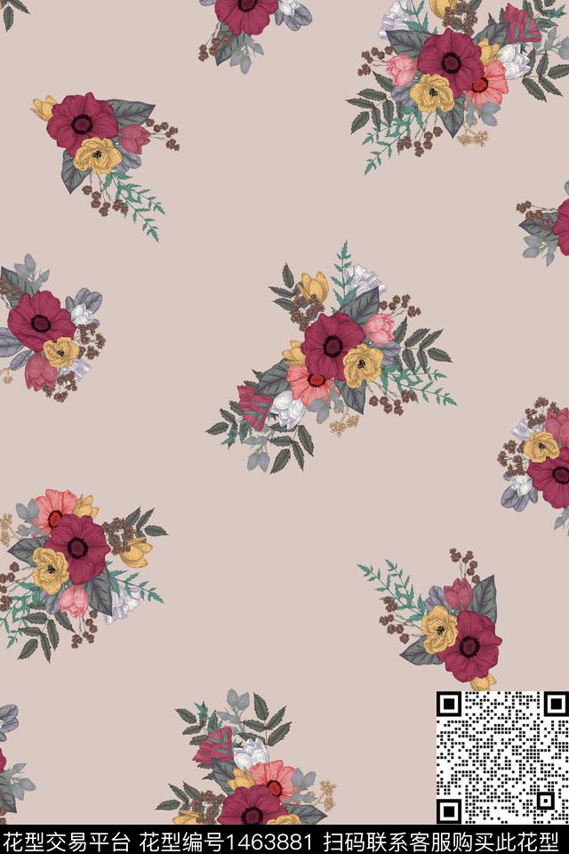 花卉满版散花小碎花数码印花华亿平台下载（图片编号: 1463881） - 瓦栏（Walan）