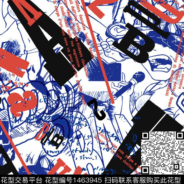 字母动漫2022数码印花华亿平台下载（图片编号: 1463945） - 瓦栏（Walan）