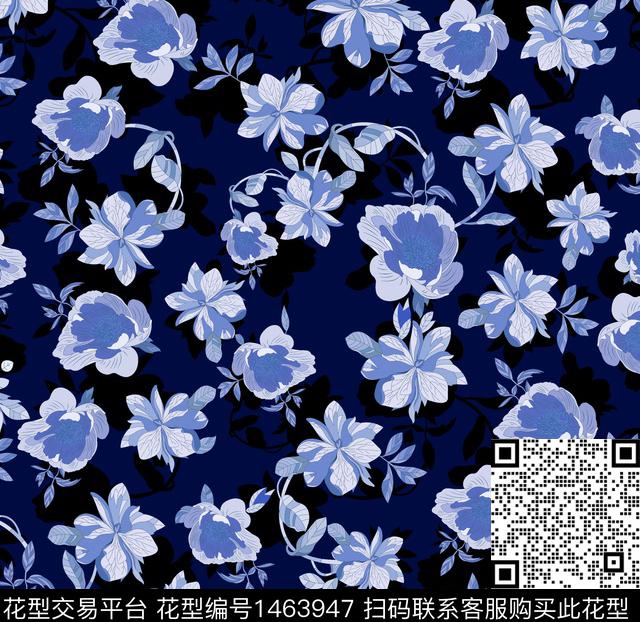 数码华亿平台花卉矢量数码印花华亿平台下载（图片编号: 1463947） - 瓦栏（Walan）