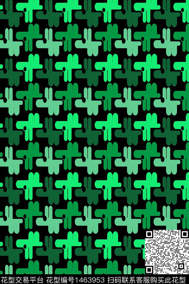 字母趣味绿色数码印花华亿平台下载（图片编号: 1463953） - 瓦栏（Walan）