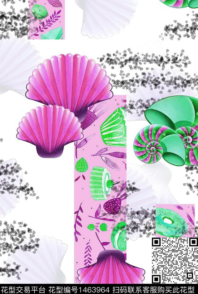 贝壳卡通清爽数码印花华亿平台下载（图片编号: 1463964） - 瓦栏（Walan）