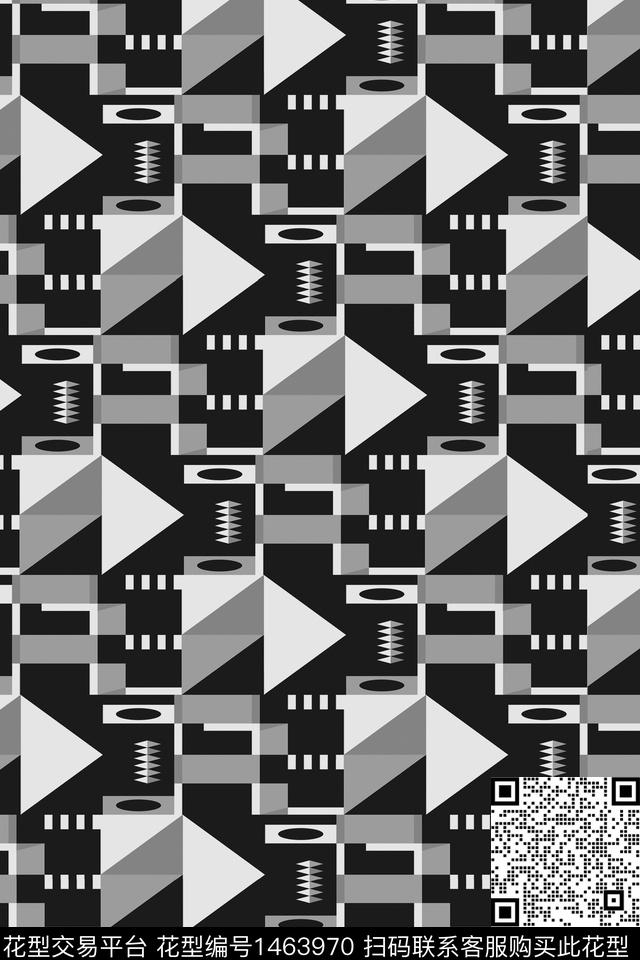 几何格子男装数码印花华亿平台下载（图片编号: 1463970） - 瓦栏（Walan）