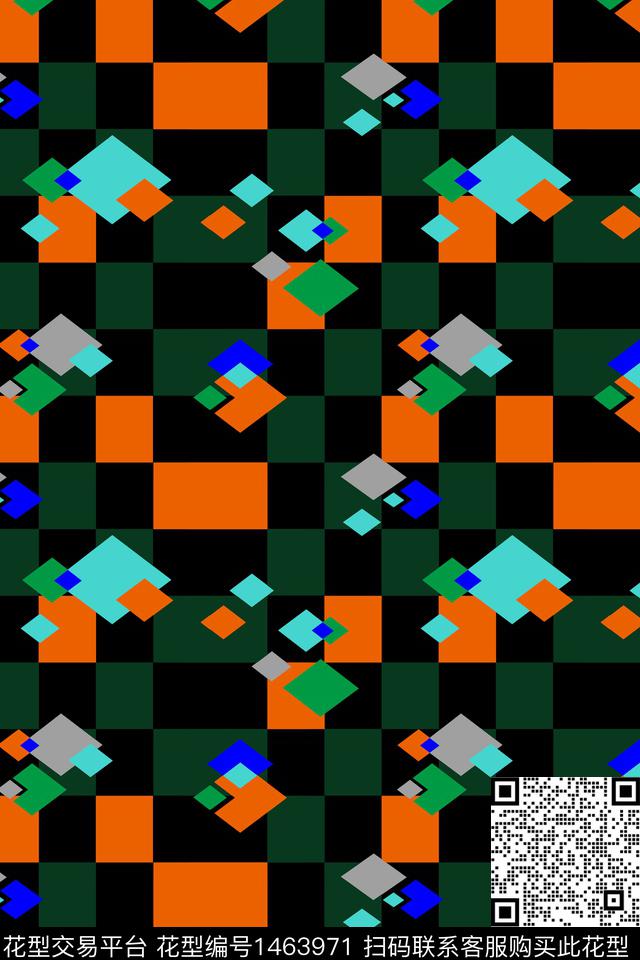 大牌风男装绿色数码印花华亿平台下载（图片编号: 1463971） - 瓦栏（Walan）