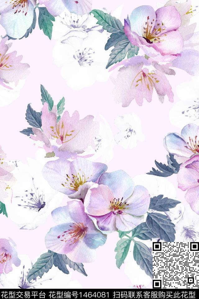 清爽底花卉花卉大牌风数码印花华亿平台下载（图片编号: 1464081） - 瓦栏（Walan）