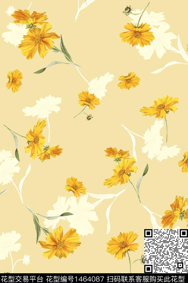 清爽底花卉花卉大牌风数码印花华亿平台下载（图片编号: 1464087） - 瓦栏（Walan）