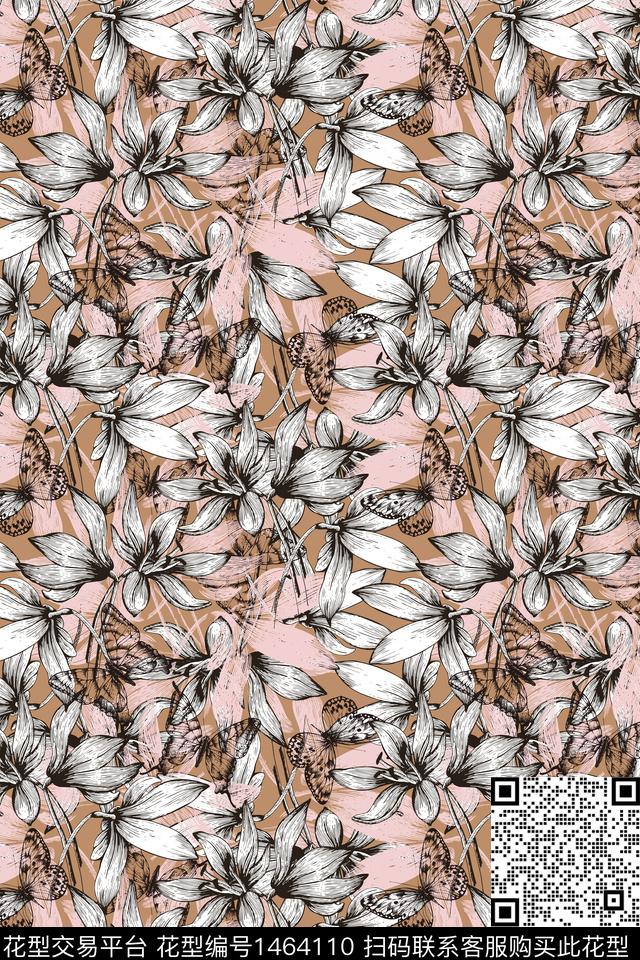 花卉春夏华亿平台艺术传统印花华亿平台下载（图片编号: 1464110） - 瓦栏（Walan）