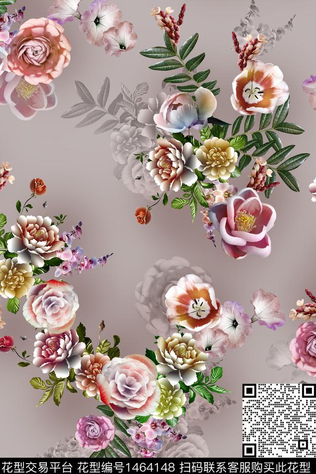 花卉写实外贸。数码印花华亿平台下载（图片编号: 1464148） - 瓦栏（Walan）