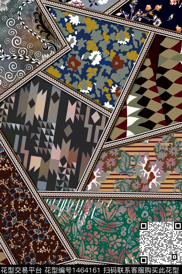 几何纹理抽象数码印花华亿平台下载（图片编号: 1464161） - 瓦栏（Walan）