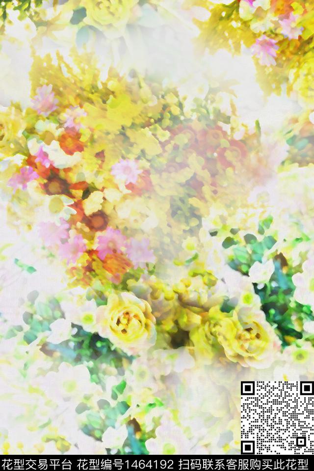 定位花玫瑰花花卉数码印花华亿平台下载（图片编号: 1464192） - 瓦栏（Walan）