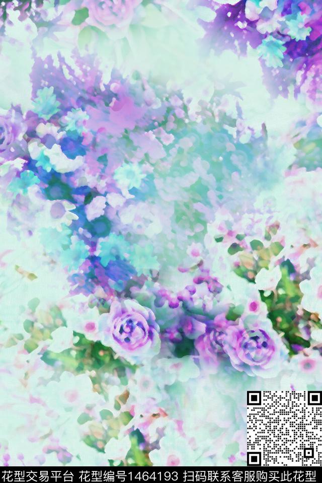 定位花玫瑰花花卉数码印花华亿平台下载（图片编号: 1464193） - 瓦栏（Walan）