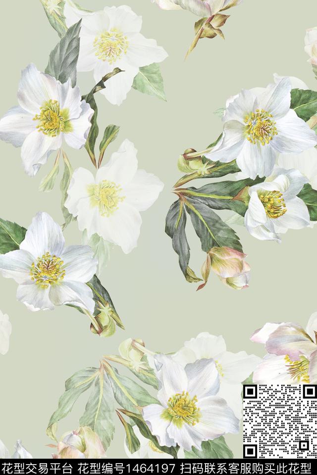 清爽底花卉花卉小清新数码印花华亿平台下载（图片编号: 1464197） - 瓦栏（Walan）