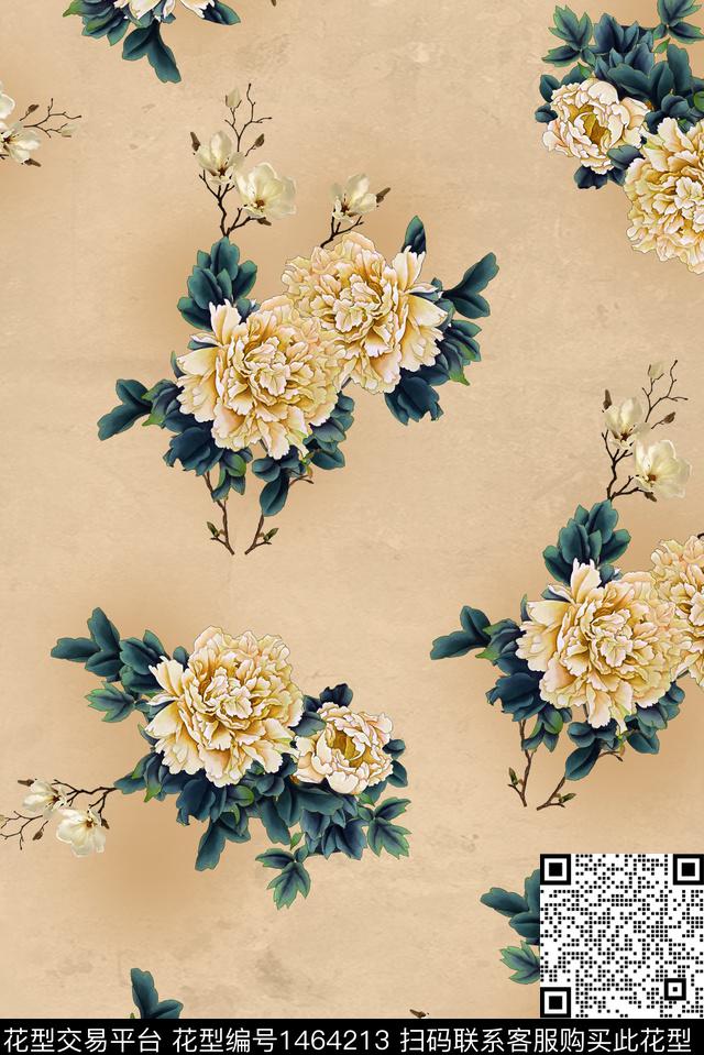 女装花卉香云纱数码印花华亿平台下载（图片编号: 1464213） - 瓦栏（Walan）