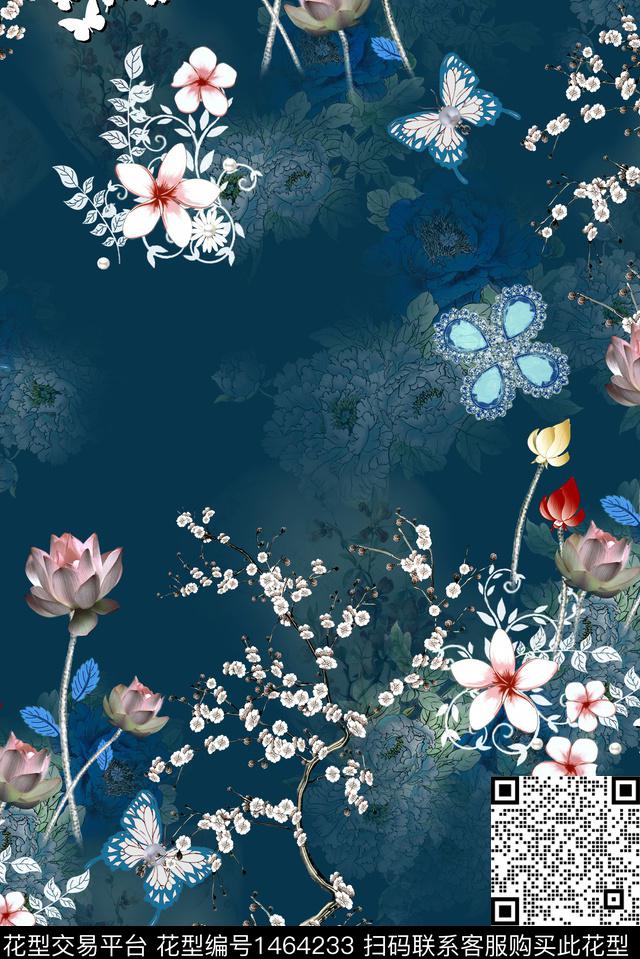 女装花卉中国风数码印花华亿平台下载（图片编号: 1464233） - 瓦栏（Walan）