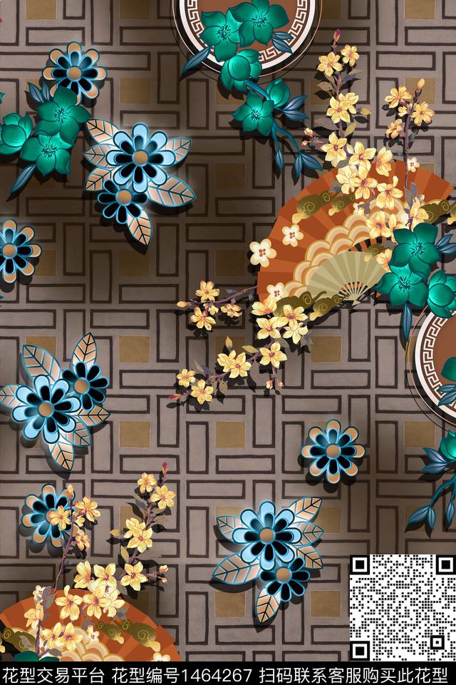 中国风香云纱复古旗袍华亿平台数码印花华亿平台下载（图片编号: 1464267） - 瓦栏（Walan）