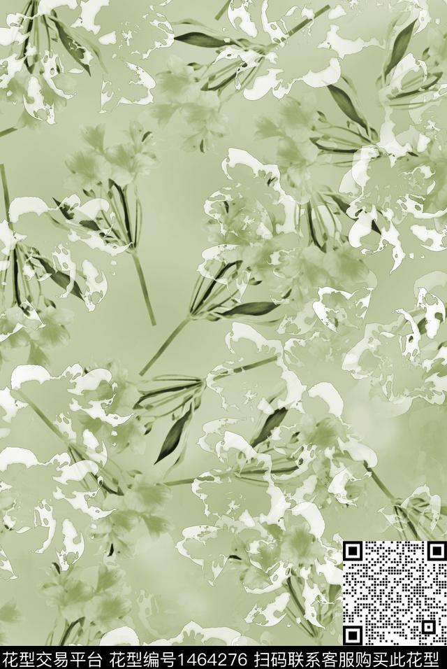 百合花卉小清新数码印花华亿平台下载（图片编号: 1464276） - 瓦栏（Walan）