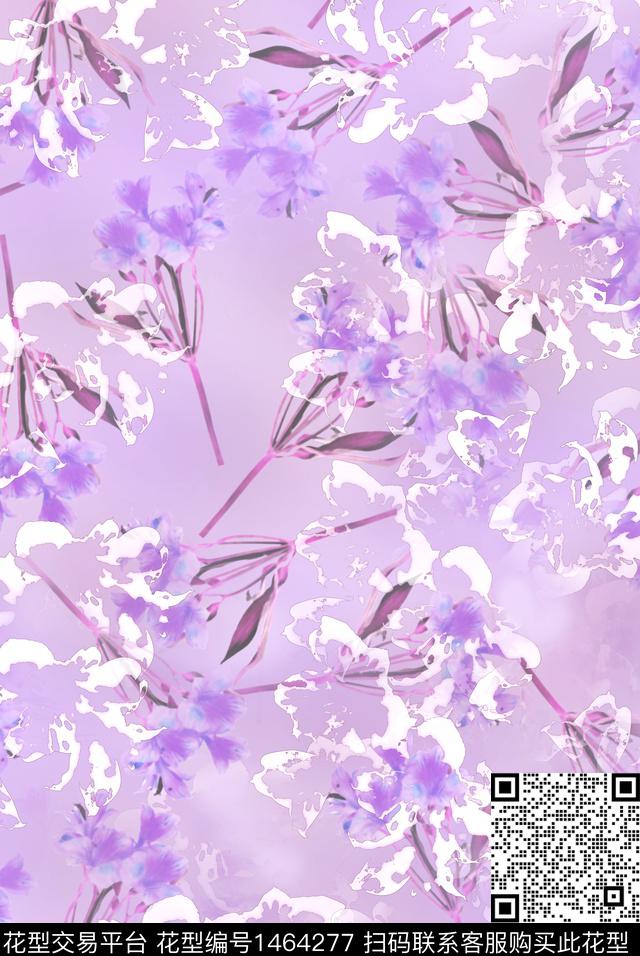 百合花卉小清新数码印花华亿平台下载（图片编号: 1464277） - 瓦栏（Walan）