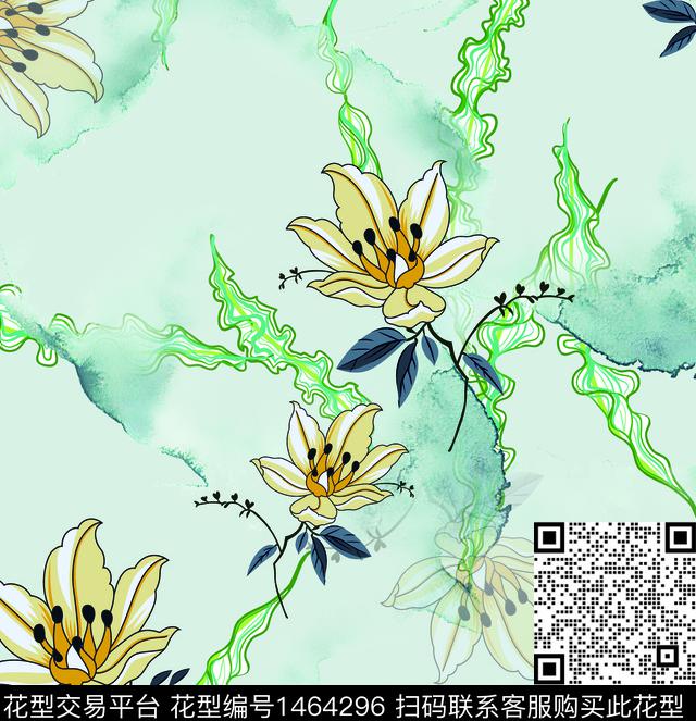 连衣裙女装花卉传统印花华亿平台下载（图片编号: 1464296） - 瓦栏（Walan）