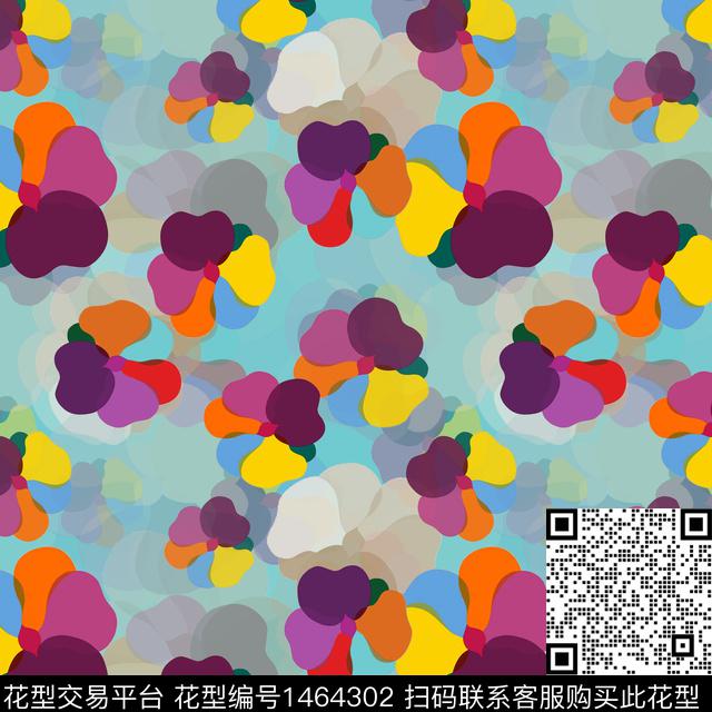 抽象花卉花卉大牌风传统印花华亿平台下载（图片编号: 1464302） - 瓦栏（Walan）