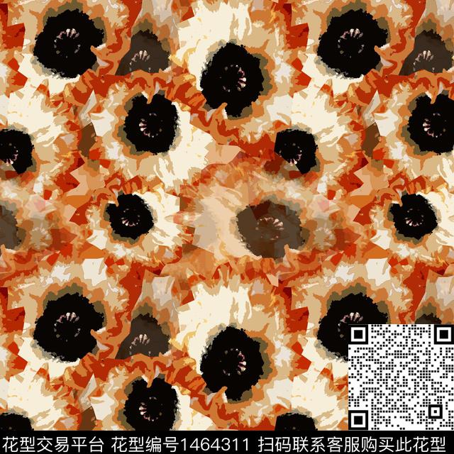 抽象花卉花卉大牌风数码印花华亿平台下载（图片编号: 1464311） - 瓦栏（Walan）