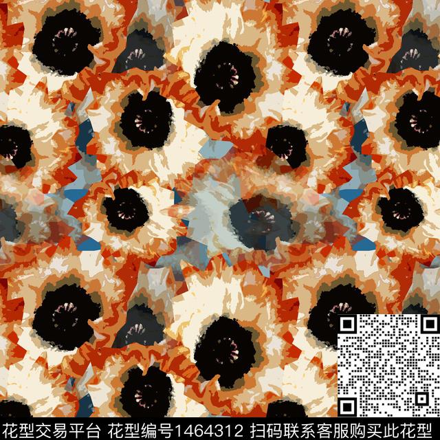 抽象花卉花卉大牌风数码印花华亿平台下载（图片编号: 1464312） - 瓦栏（Walan）