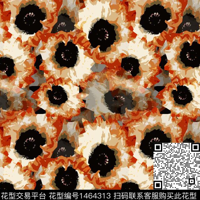 抽象花卉花卉大牌风数码印花华亿平台下载（图片编号: 1464313） - 瓦栏（Walan）