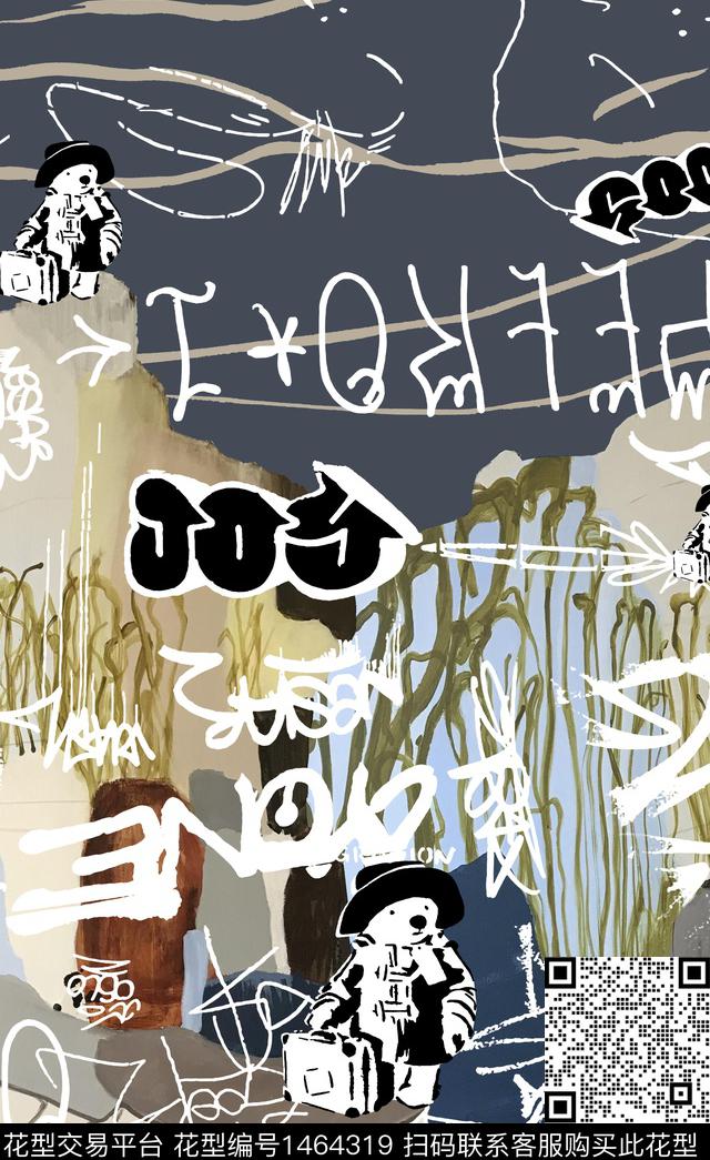 男装定位花涂鸦卡通数码印花华亿平台下载（图片编号: 1464319） - 瓦栏（Walan）