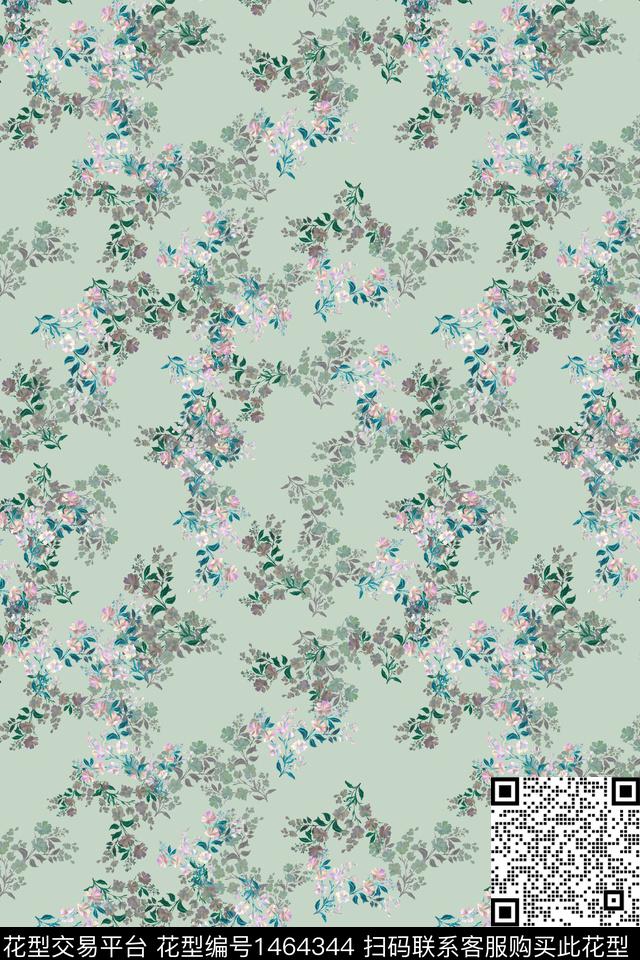 清爽底花卉花卉大牌风数码印花华亿平台下载（图片编号: 1464344） - 瓦栏（Walan）