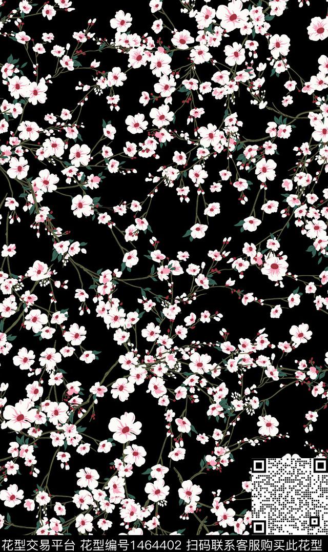 花卉小清新真丝数码印花华亿平台下载（图片编号: 1464402） - 瓦栏（Walan）