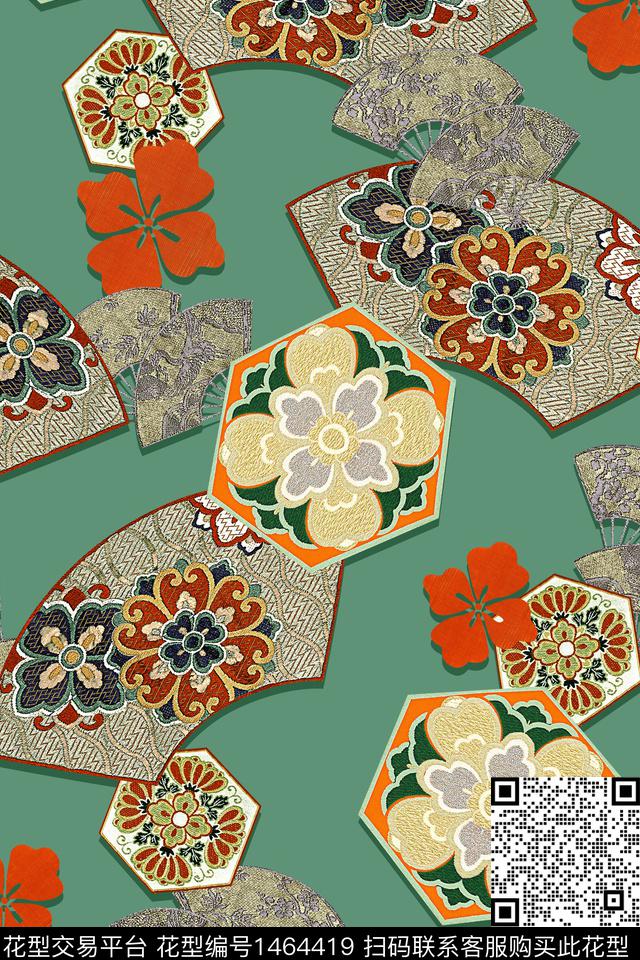 花卉香云纱真丝数码印花华亿平台下载（图片编号: 1464419） - 瓦栏（Walan）