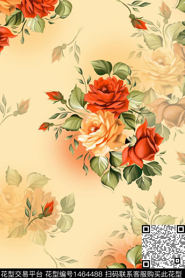 水彩绿植树叶年轻女性数码印花华亿平台下载（图片编号: 1464488） - 瓦栏（Walan）