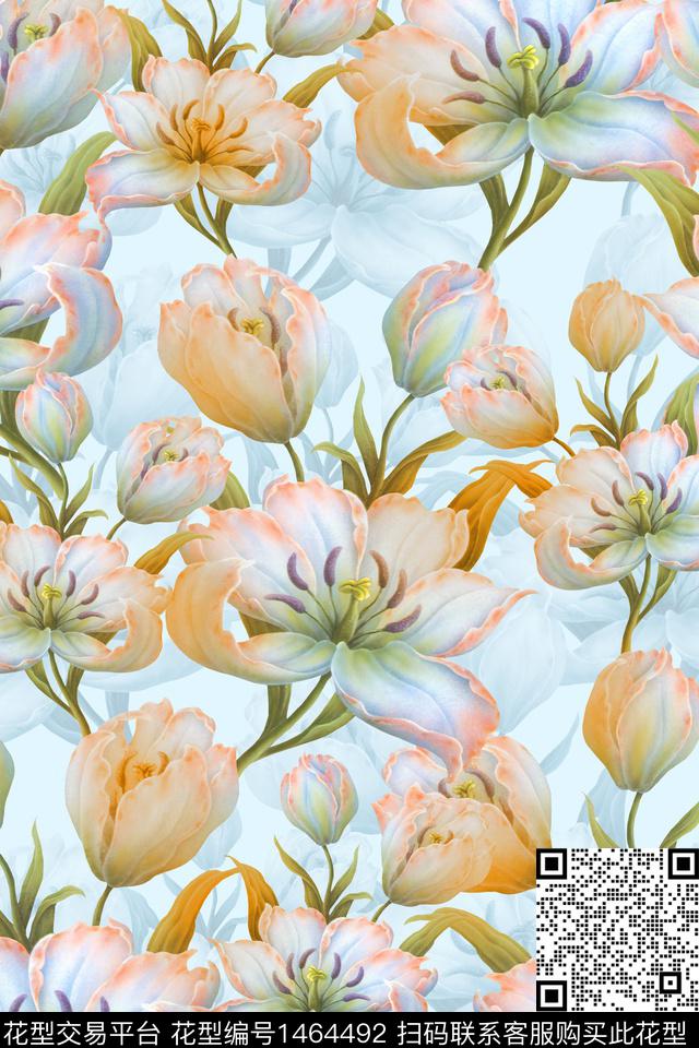 水彩绿植树叶年轻女性数码印花华亿平台下载（图片编号: 1464492） - 瓦栏（Walan）