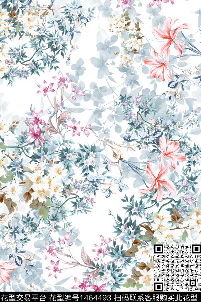 水彩绿植树叶年轻女性数码印花华亿平台下载（图片编号: 1464493） - 瓦栏（Walan）