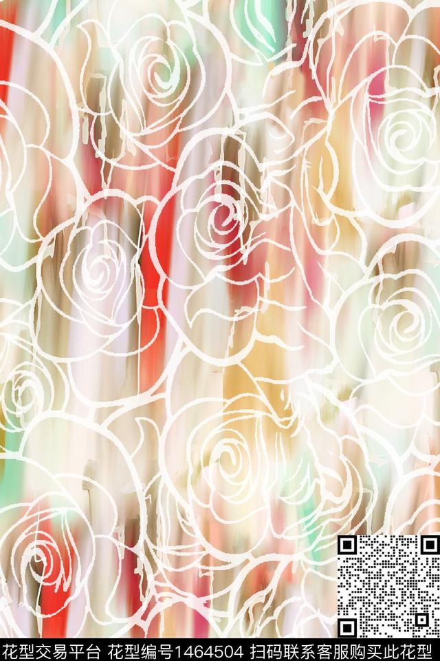肌理花卉抽象数码印花华亿平台下载（图片编号: 1464504） - 瓦栏（Walan）