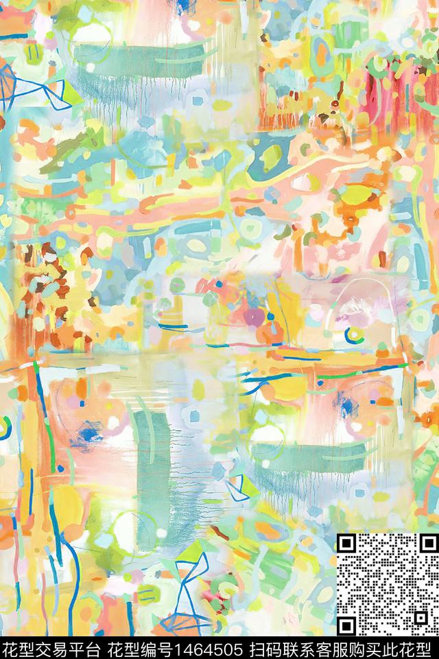 肌理抽象真丝数码印花华亿平台下载（图片编号: 1464505） - 瓦栏（Walan）