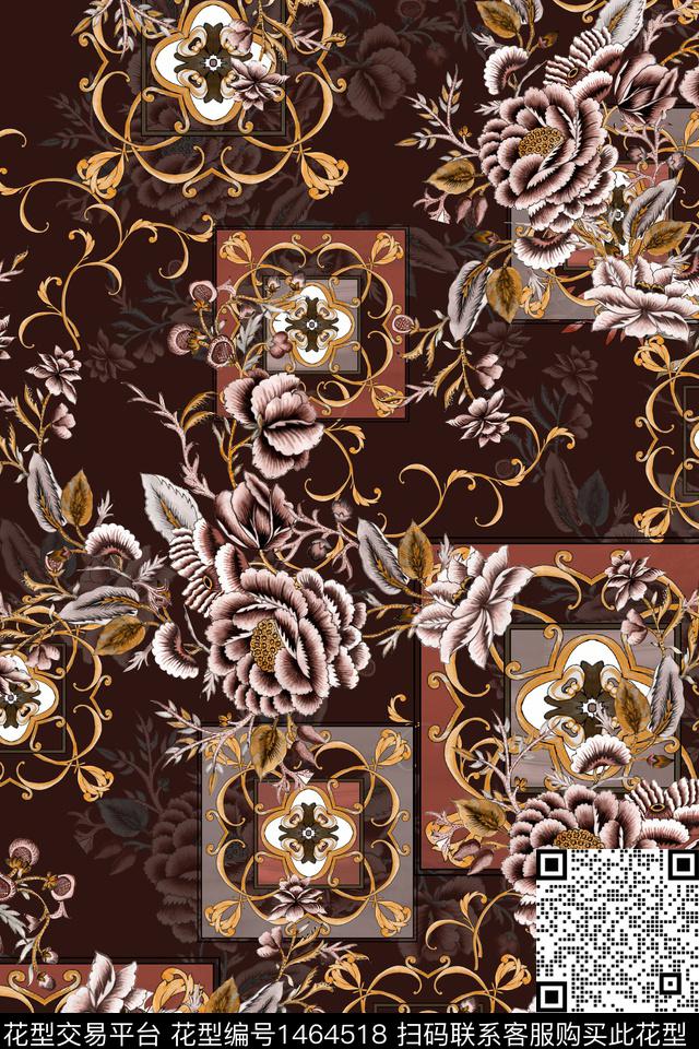 民族风花卉真丝数码印花华亿平台下载（图片编号: 1464518） - 瓦栏（Walan）