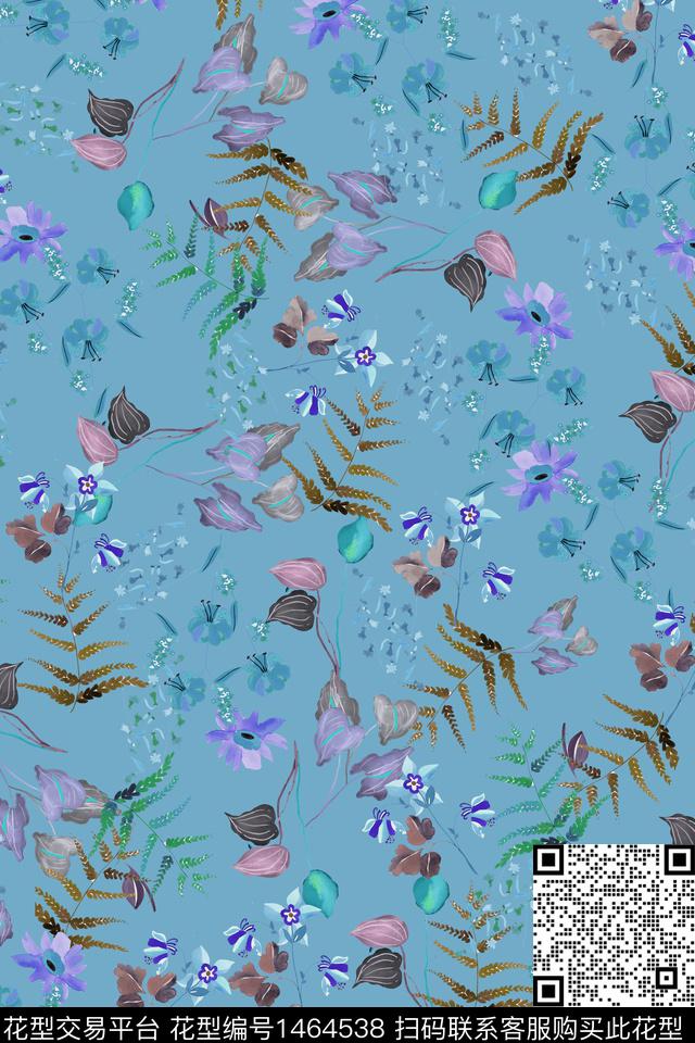 扎染华亿平台花卉大牌风数码印花华亿平台下载（图片编号: 1464538） - 瓦栏（Walan）