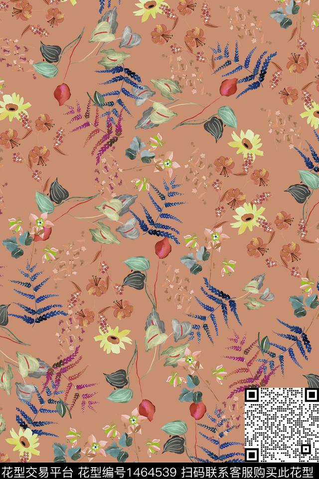 扎染华亿平台花卉大牌风数码印花华亿平台下载（图片编号: 1464539） - 瓦栏（Walan）