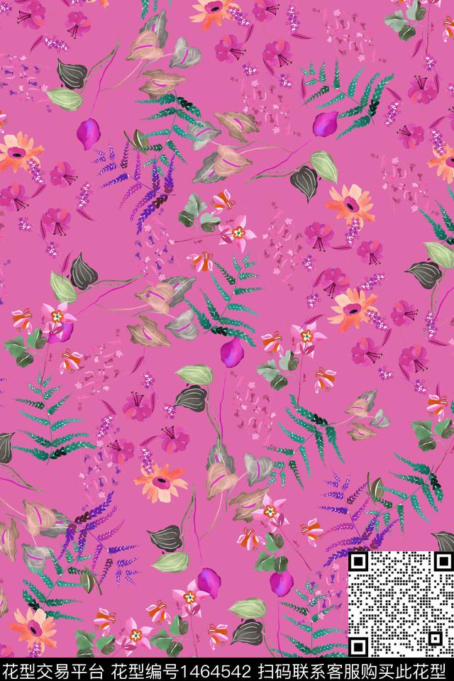 扎染华亿平台花卉大牌风数码印花华亿平台下载（图片编号: 1464542） - 瓦栏（Walan）