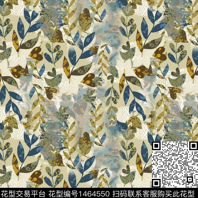 绿植树叶花卉大牌风传统印花华亿平台下载（图片编号: 1464550） - 瓦栏（Walan）