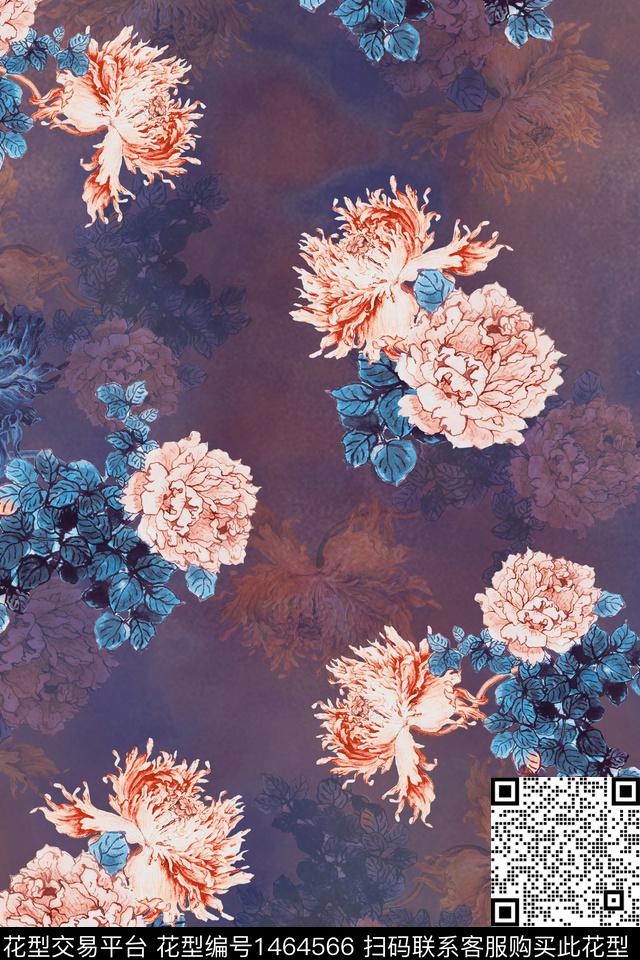 大花中老年香云纱数码印花华亿平台下载（图片编号: 1464566） - 瓦栏（Walan）